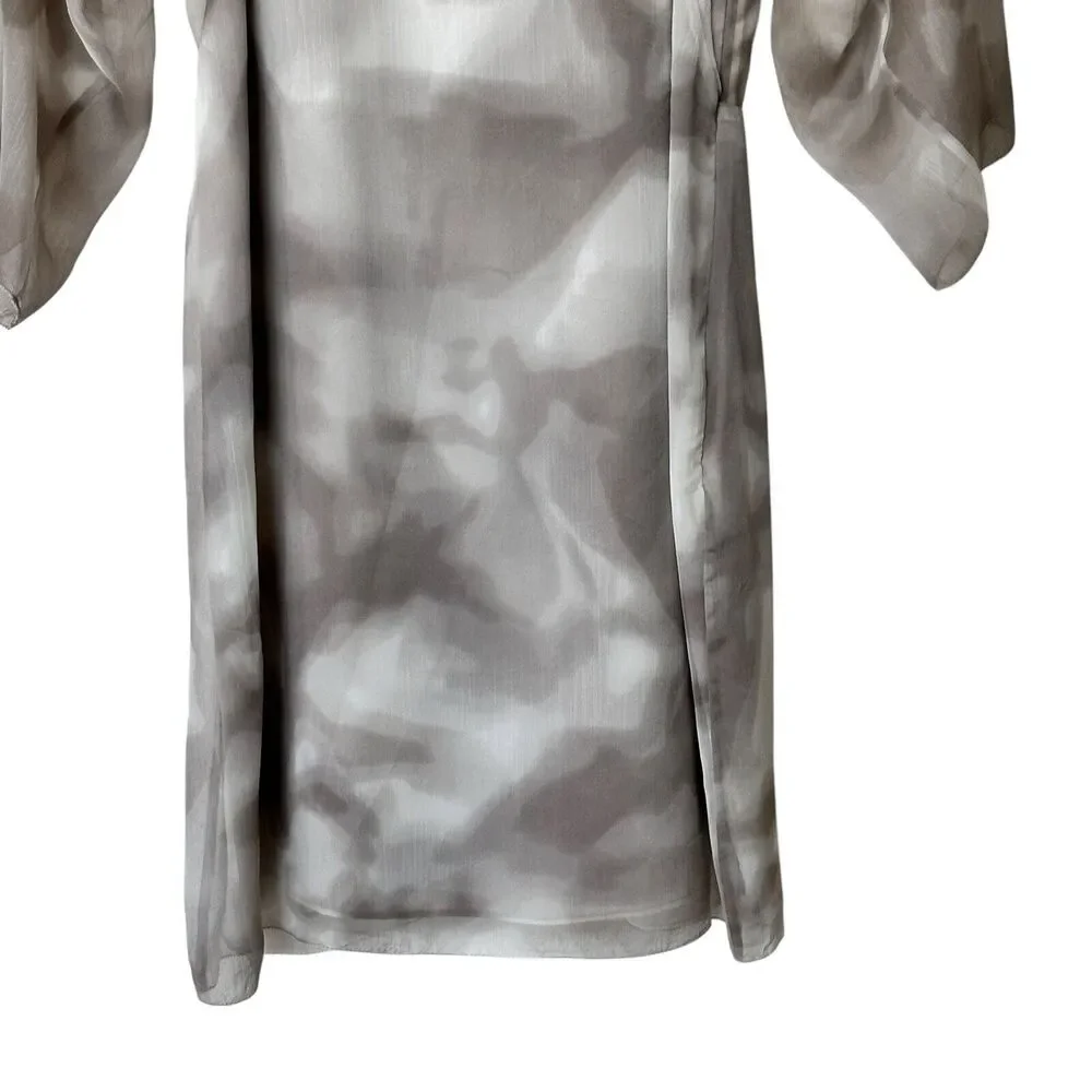 NWT Halston Heritage size 2 Cut Out Sheer Tie Dye short beige Dress $395